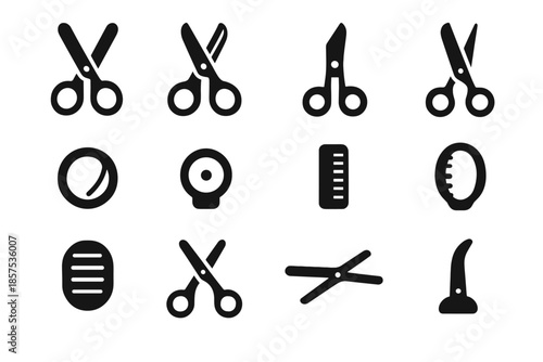 Plate ring icon block long bar vector scissors arc pet grooming finger