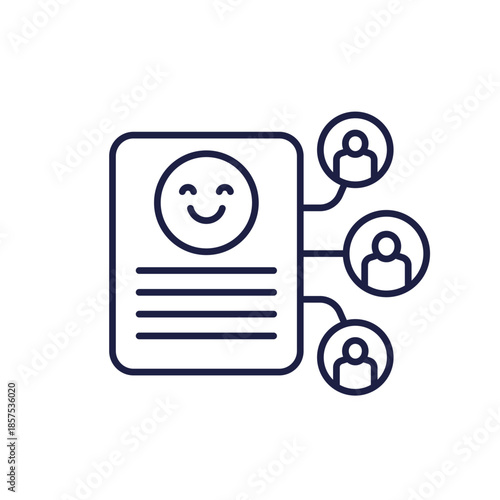 customer satisfaction icon, line design on white