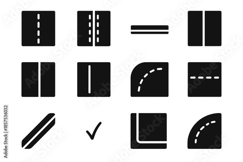 Line arc contour piece grid vector icon sewing mark icons seam ridge