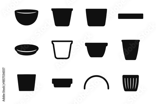 Tile strip pot vector modern plant square round icon plate panel planter