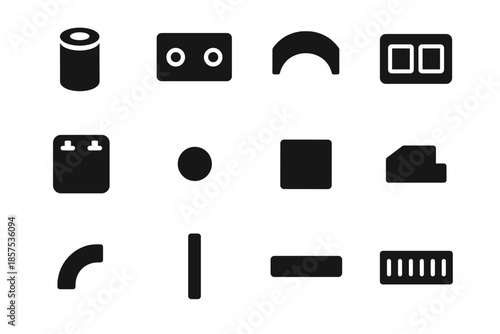 Contact module strip vector arc battery bar micro cell icons dot icon