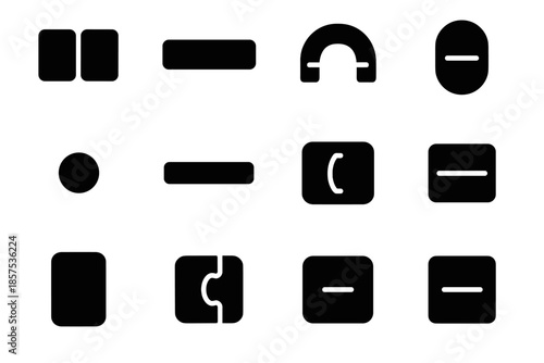 Piece contour vector panel grid icon micro tile block magnet tiny