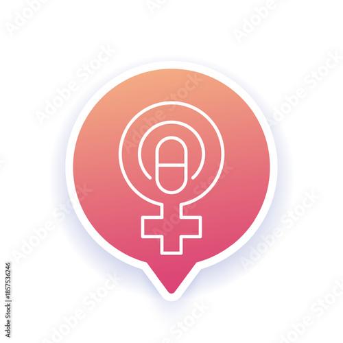 Estrogen therapy icon with a pill, line vector design