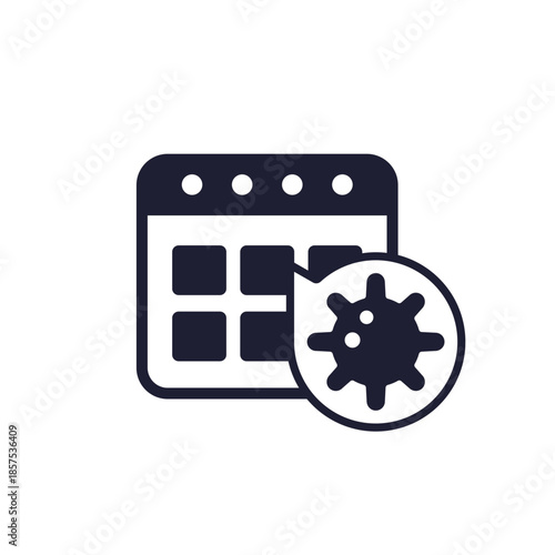 incubation period icon with virus and calendar