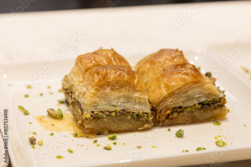Aegean Style Turkish Baklava Served on Plate