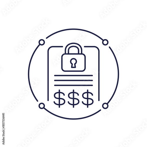 locked money icon, blocked funds line design