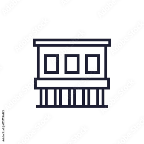 modular house on stilts icon, line vector