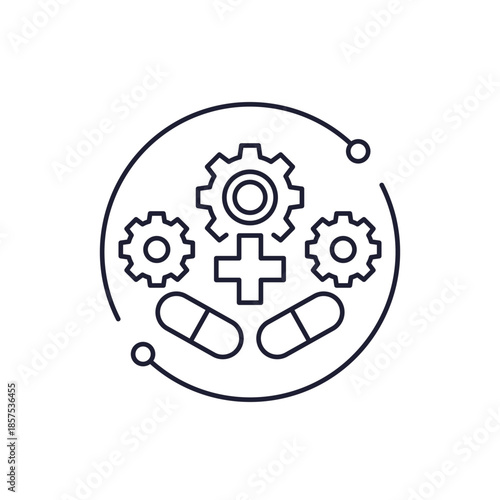 pharmaceutical industry line icon on white