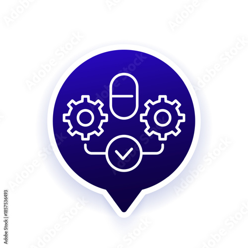 pharmaceutical industry line icon with pill