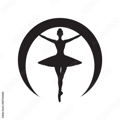Dancing Ballerina ? Black & White Illustration Ballet Dance Pose ? Clean Vector Silhouette (1).eps