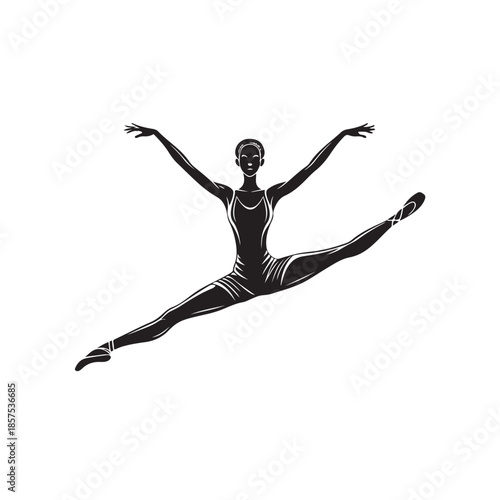 Dancing Ballerina ? Black & White Illustration Ballet Dance Pose ? Clean Vector Silhouette (3).eps
