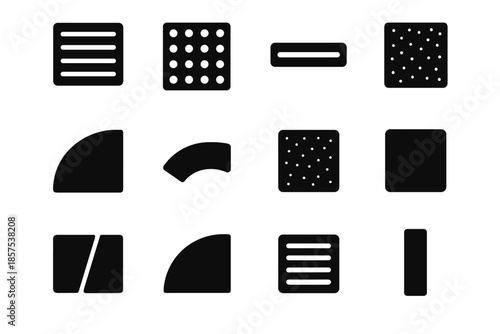 Ribbed block narrow slip texture bar slab curve icon vector anti grain