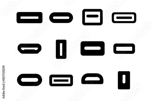 Usb wide notch curve icon icons vector port segment slim arc piece