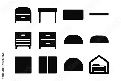 Nightstand vector wall icon contour tile desk modern segment block shape