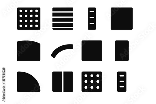 Block bar narrow ribbed icon slip plate anti dotted tiny segment vector