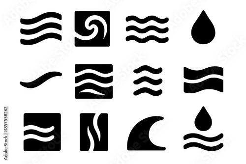 Icon patch wave symbol water dot tiny vector block flow stream slab