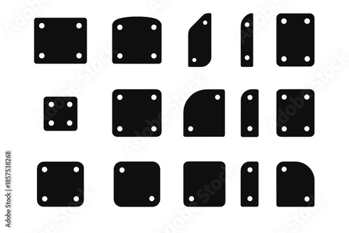 Plate mount block tiny vector icon bar arc mounting contour rim unit