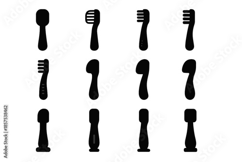 Block slab arc pet piece grip bristle icons icon toothbrush vector curve