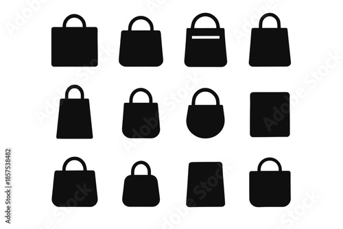 Modern narrow curve bag outline arc icon panel vector patch tiny bar