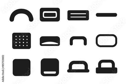 Smooth tiny handle vector curve icon arc tile ridge grip panel