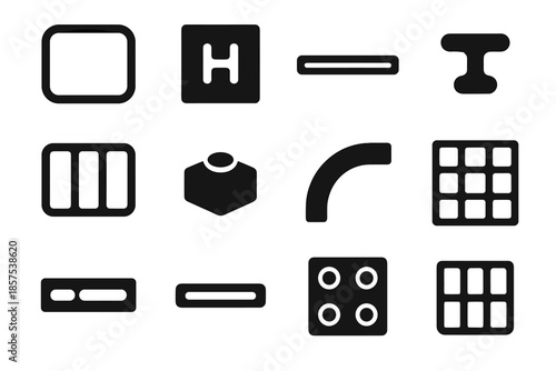 System clothes linkage slab bar arc vector tile foldable micro icon basket