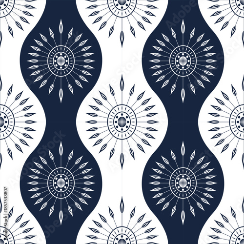 Seamless geometric medallion pattern for interior textile surface