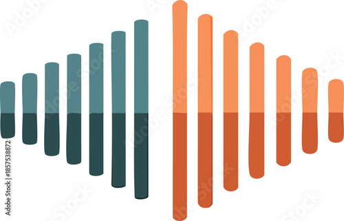 Dynamic abstract sound wave visualization graphic with colorful gradient bars for audio data representation and modern technology interface design concept