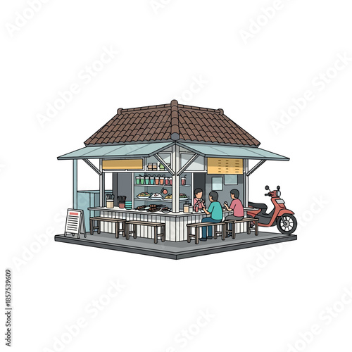 Traditional Coffee Shop with People Gathering.