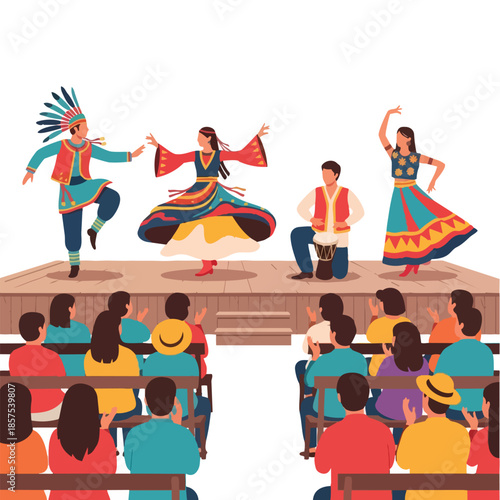 Vibrant Flat Color Illustration of a Delicious Plated Food Dish