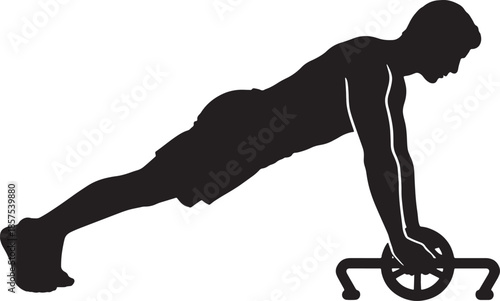 young brutal male athlete is a bodybuilder vactor black Illustrations on white background