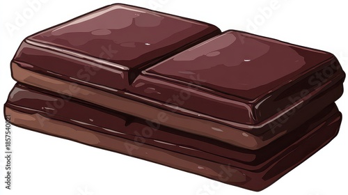 Pile of Dark Chocolate Pixel Art with Rectangular Pieces Stacked Under Soft Studio Lighting for a Simple Background Still Life