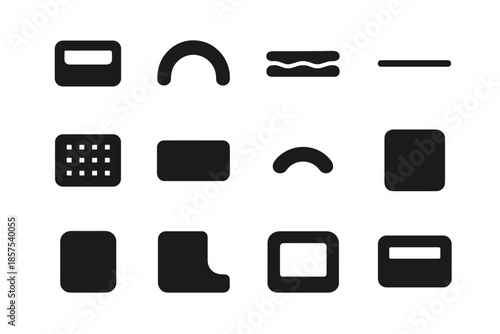 Recessed vector narrow icon contour strip arc handle panel variations tile