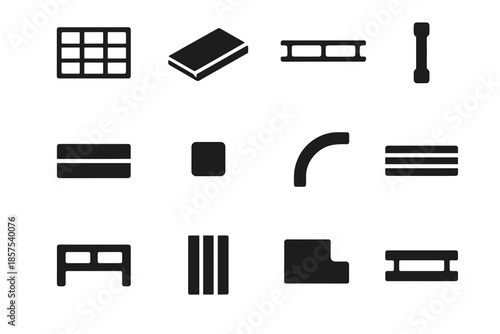 Linkage bug icon block system vector strip assembly frame ridge shape zapper