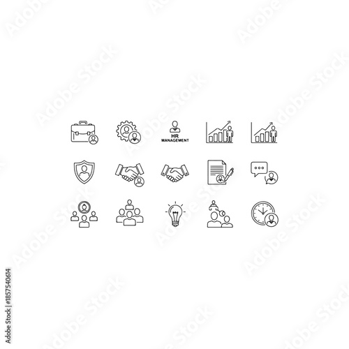 Business and hr management icons isolated on transparent background