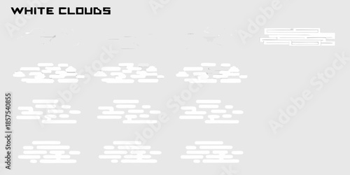 Abstract representation of white clouds arranged in a grid pattern on gray background