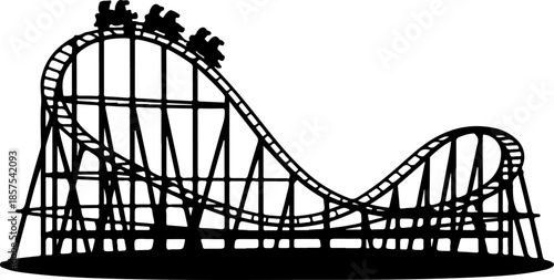 Vintage Roller Coaster black silhouette vector illustration