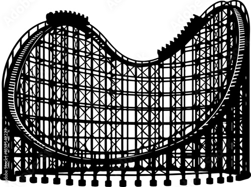 Vintage Roller Coaster black silhouette vector illustration