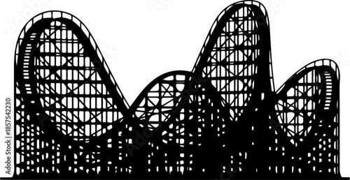 Vintage Roller Coaster black silhouette vector illustration
