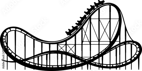 Vintage Roller Coaster black silhouette vector illustration