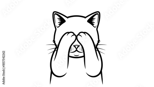 Cute cat covering its face with paws like playing hide-and-seek