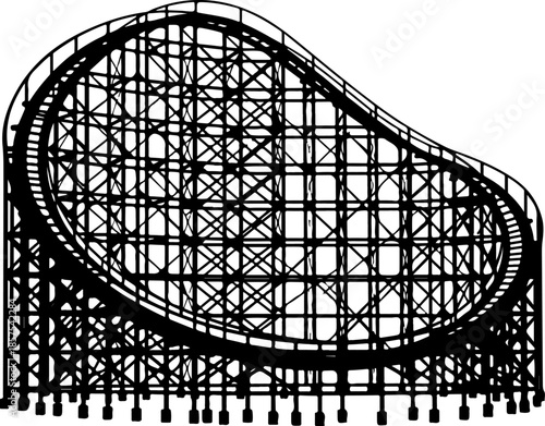 Vintage Roller Coaster black silhouette vector illustration
