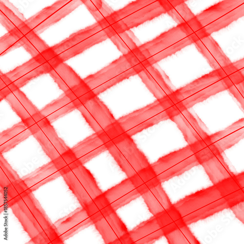 Red watercolor plaid pattern with textured brush strokes creating a dynamic background for wallpapers and fabric prints.