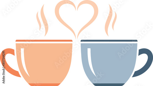 Cups with Heart-Shaped Steam