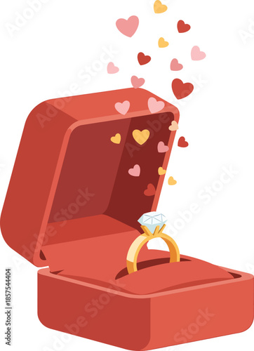 Ring Box with Floating Hearts