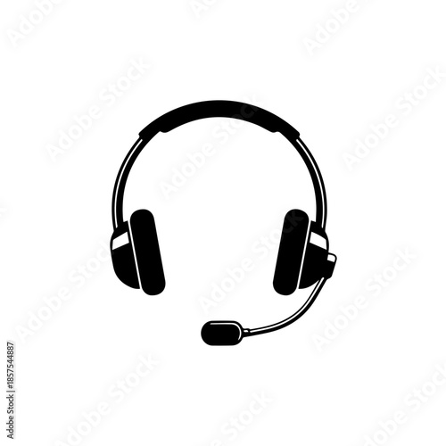 Headset with microphone isolated on transparent background