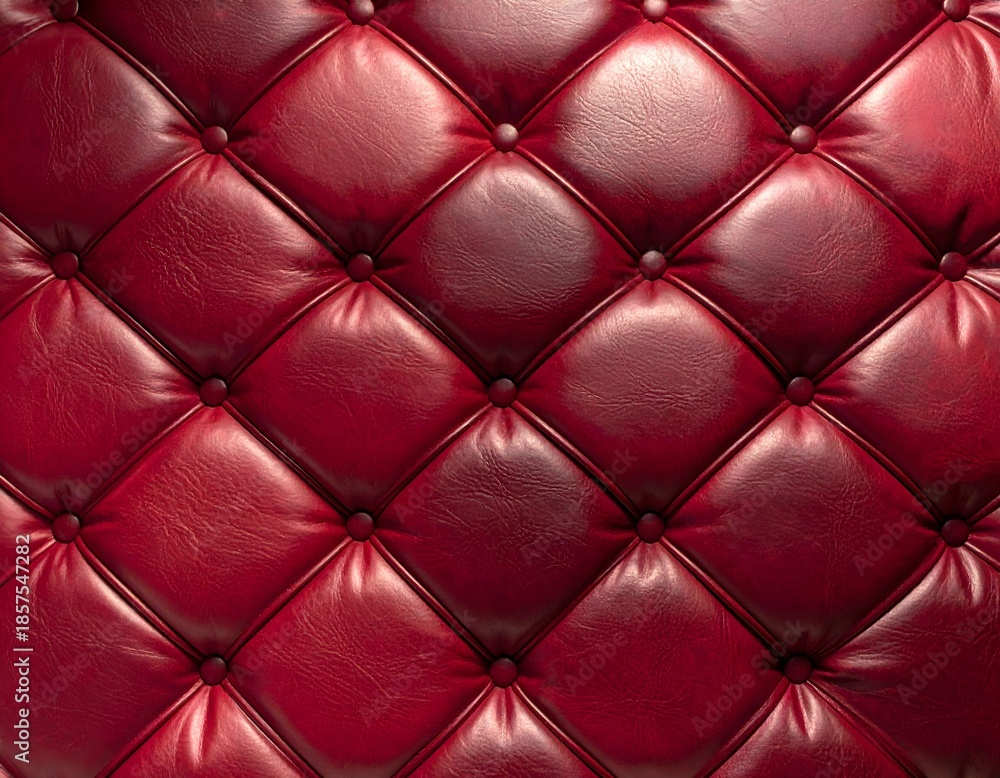 Fototapeta premium Luxurious Deep Burgundy Quilted Leather Texture with Diamond Stitch Pattern
