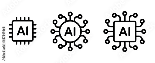 Artificial Intelligence AI Processor Chip Vector Icon Symbol