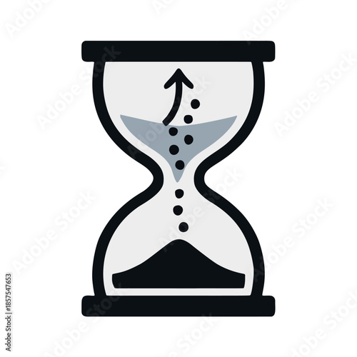 Icon Longevity Escape Velocity: An hourglass where the sand flows upwards, symbolizing reversing aging.
