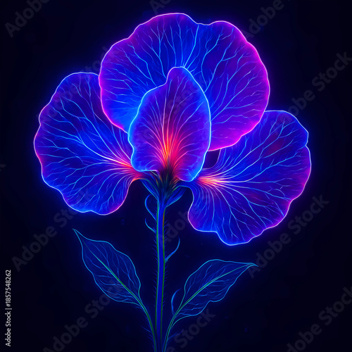 Neon Lathyrus (Sweet Pea) Flower Line Art
