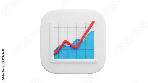 3D Business Growth Chart Icon on transparent background